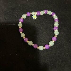 Elegant Purple and Green Beaded Bracelet